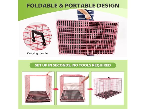 BestPet | Dog Crate | 18" | Pink | Foldable Metal Kennel