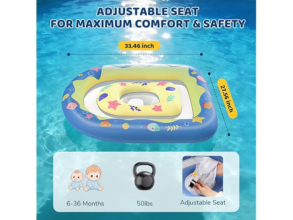 JUNLLY Baby Pool Float with Canopy, Blue