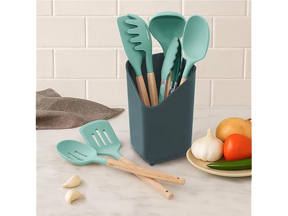 Glad Silicone Kitchen Utensils Set, 8pcs Teal Green