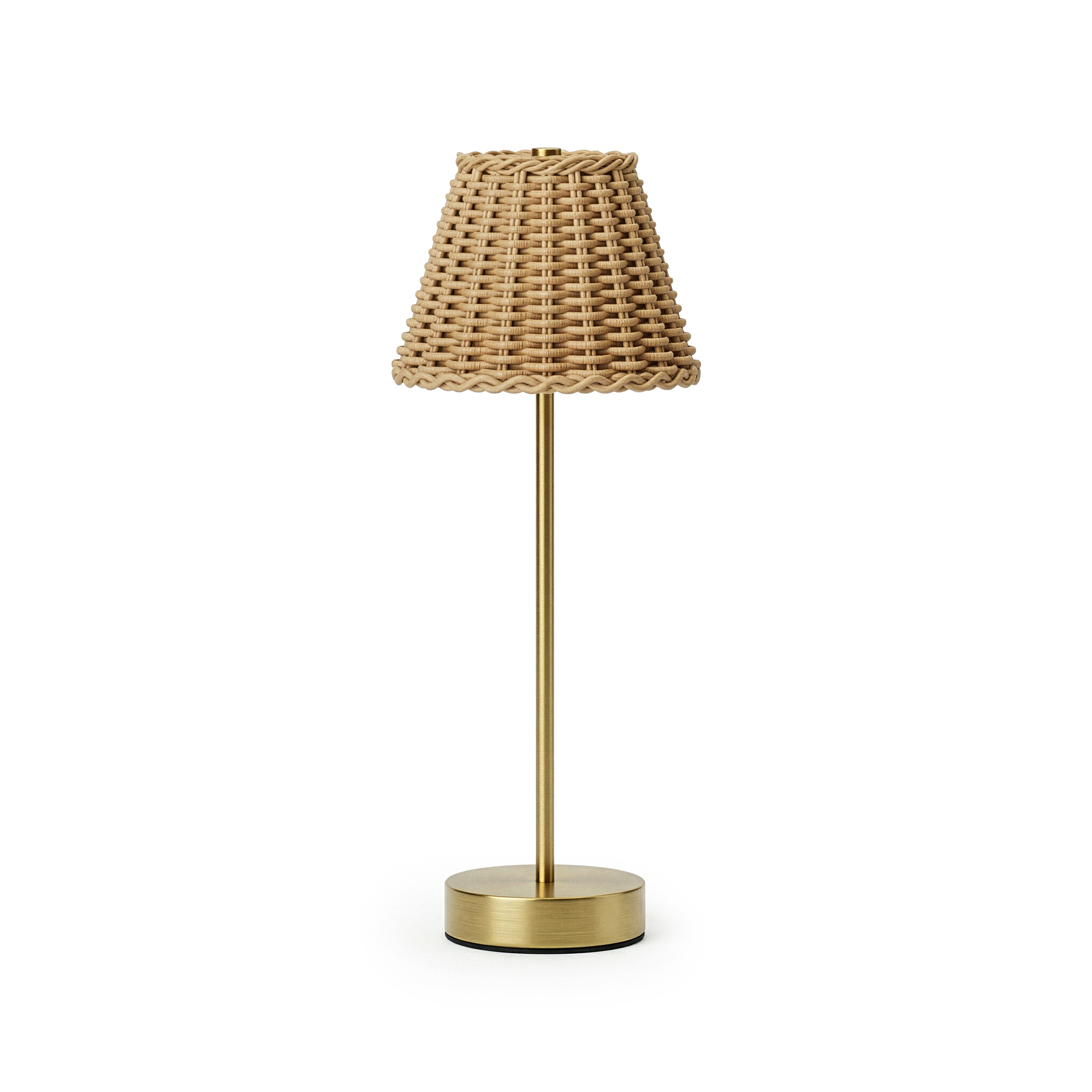 Gold Base Woven Shade Smooth Lamp - Gallery 13