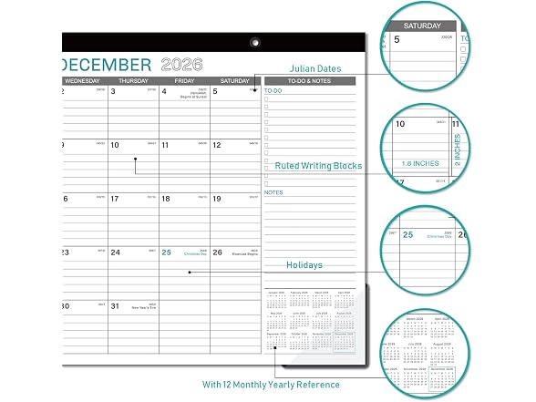 MaaIbok 2026-2027 Desk Calendar - 17" x 12" Ru
