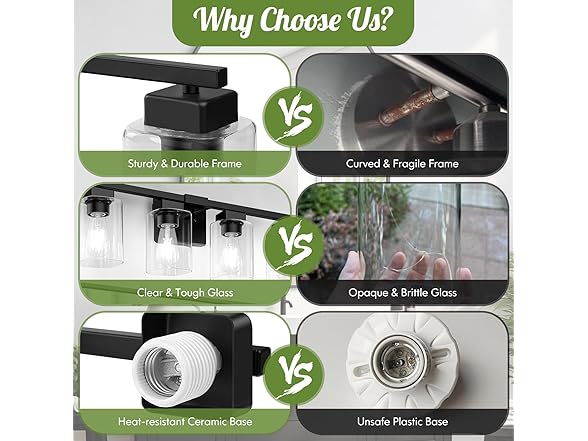 BesLowe 4-Light Bathroom Light Fixture Black