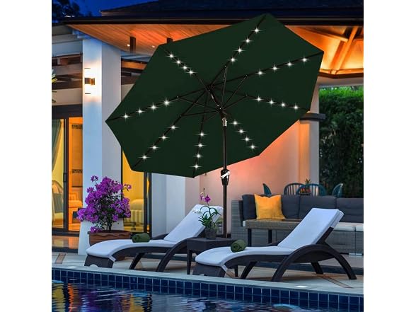 ABCCANOPY Durable Solar Led Patio Umbrellas 7.5FT (Green)