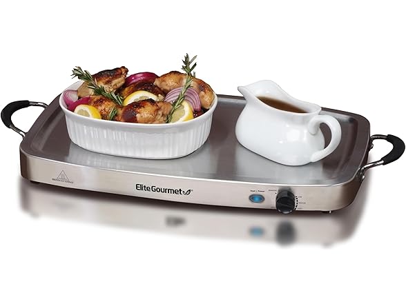 Elite Gourmet Triple 3 x 2.5 Quart Trays Buffet Server 7.5 Qt