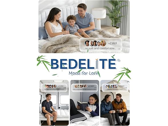 BEDELITE 3" Pillow Top Topper, White