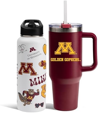 Memory Company NCAA Water Bottle and Tumbler with Straw Set