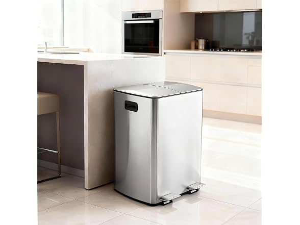 PrecisionAuto Step-On Recycling Bin Silv