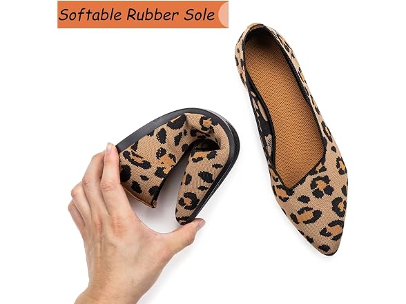 Pointed Toe Knit Flats, Leopard 8.5