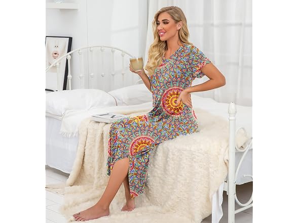 PrinStory Women (XXL) Long Nightgown Sleepwear