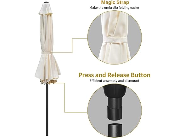 Simple Deluxe 9ft Outdoor Market Table Patio Umbrella with Button Tilt