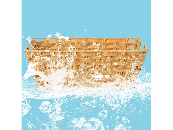 Suptinwear Washable Plastic Woven Basket, Natural