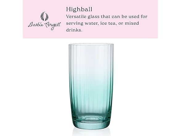 Darbie Angell Good Day Set of 4 Highball Tall Glasses Teal