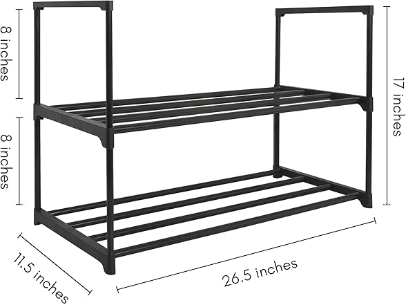 Americanflat 17x26.5 Shoe Organizer - 2 Tier Shoe Rack 