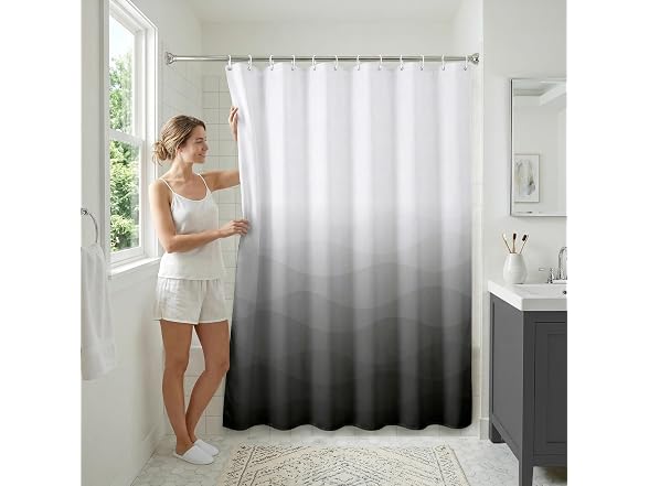 Americanflat 71x74 Wave Grey Ombre Shower Curtain