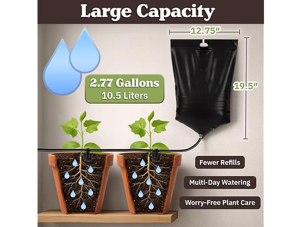 Drip Irrigation System with 2.77Gal Water Bag
