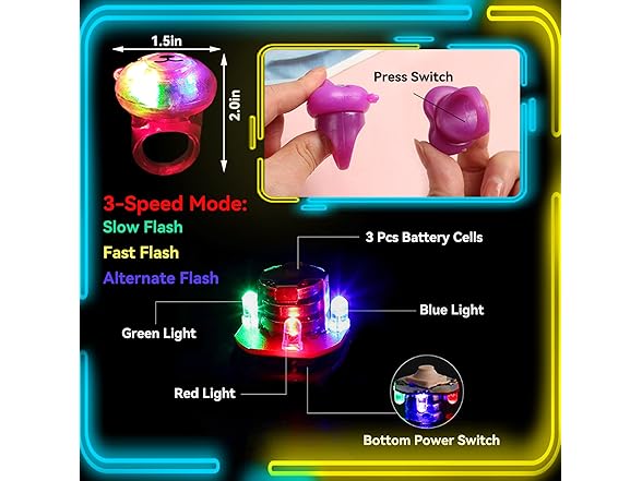 24 Pack LED Light Up Rings