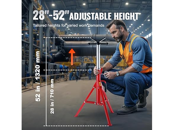 V Head Pipe Stand Adjustable Height 28-52 Inch