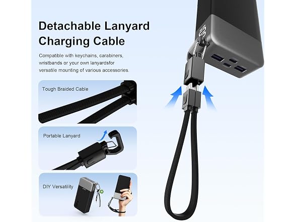 JUOVI 45W 20000mAh Power Bank Cable