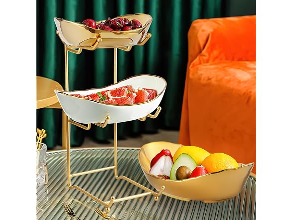 HOMKULA 3 Tier Ceramic Fruit Basket