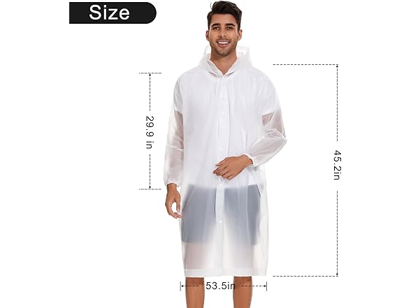 Feifango Rain Ponchos Adults Reusable, 2 Pack