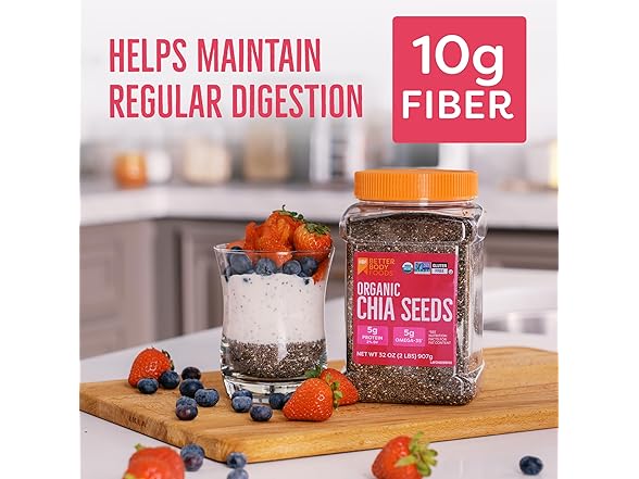 BetterBody Foods Organic Chia Seeds 2 lbs, 32 oz