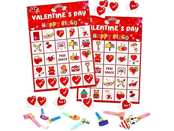 Valentine’s Day Bingo Game for Kids, Bingo Cards