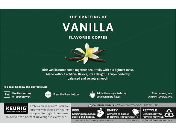 66CT Starbucks K-Cup Coffee Pods, Vanilla
