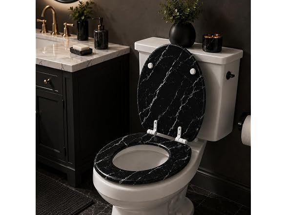 American Dream 17" Marbleized Wood Toilet Seat ? B