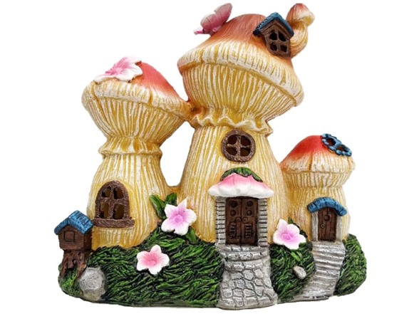Santa's Workshop Inc 9" Resin Solar LED Mushroom Bungalow