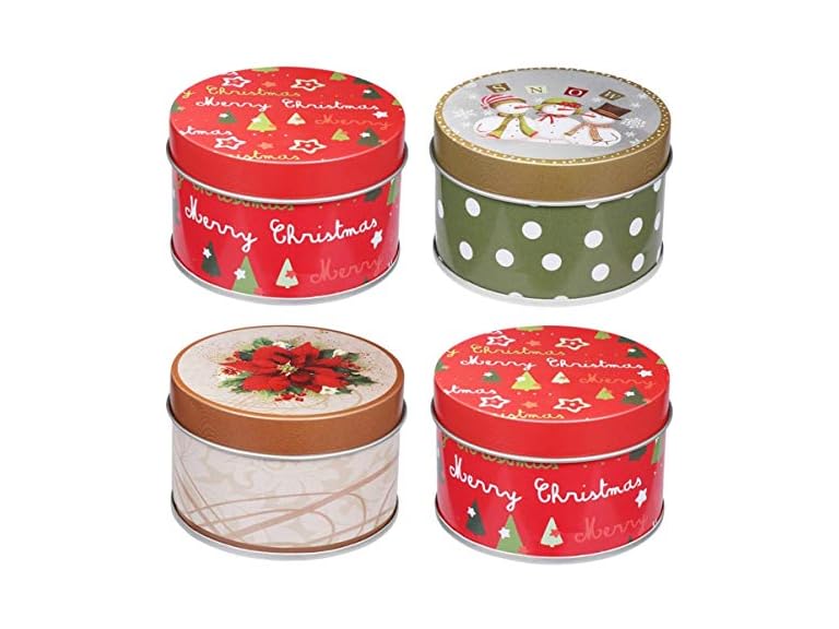 4pcs Christmas Tin Box Metal Cookie Box 