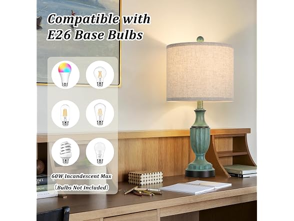 Turquoise Farmhouse Living Room Table Lamps Set of 2