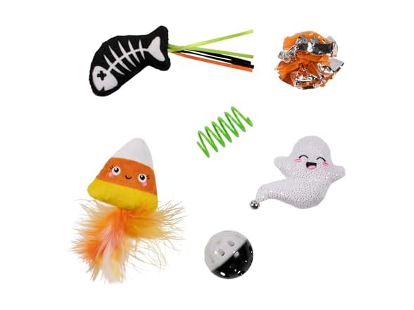 Fringe Studio Pet Toy, Sweet Treats, Spooky FEATS 6Pc