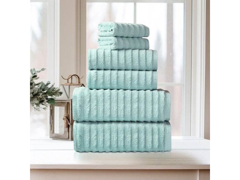Bibb Home 6PCWAVTOW 6 Pc Ribbed Egyptian Cotton Towel S