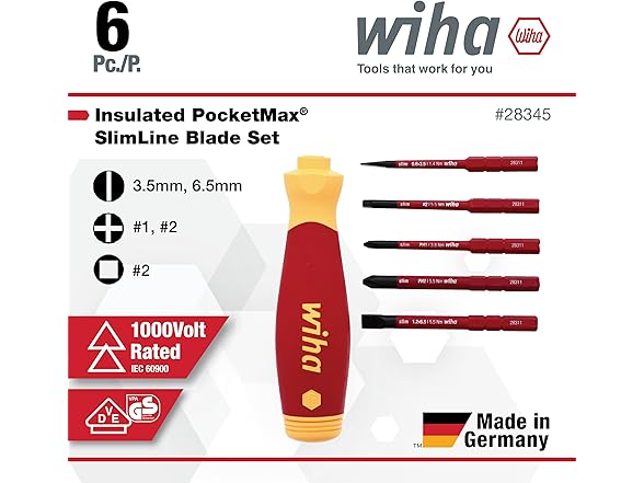 Wiha 28345 6pc Insulated PocketMax Multi-Driver