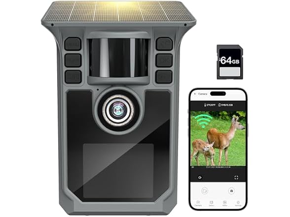 FRKTCAM Trail Camera 4K 64MP Solar Game Camera