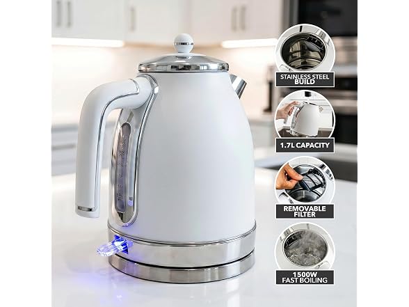 OVENTE 1.7L Stainless Steel Electric Kettle, 1500W Power
