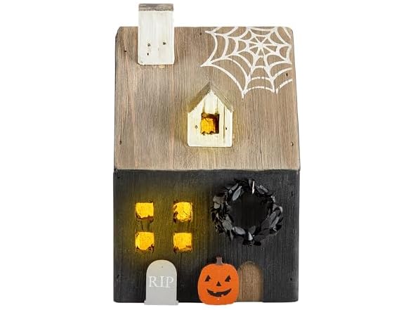 Mud Pie Led Wood Haunted House, RIP