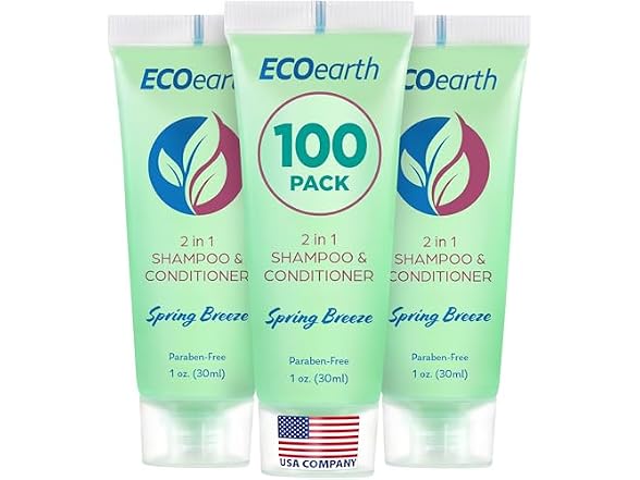 EcoEarth Travel Shampoo Conditioner 2in1 100 Pack