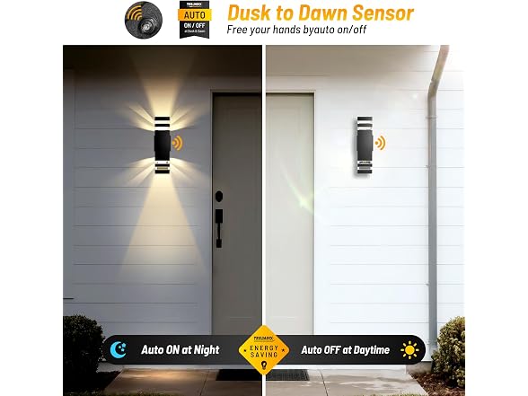 Tesjaso Dusk-to-Dawn Wall Sconce 2-Pack
