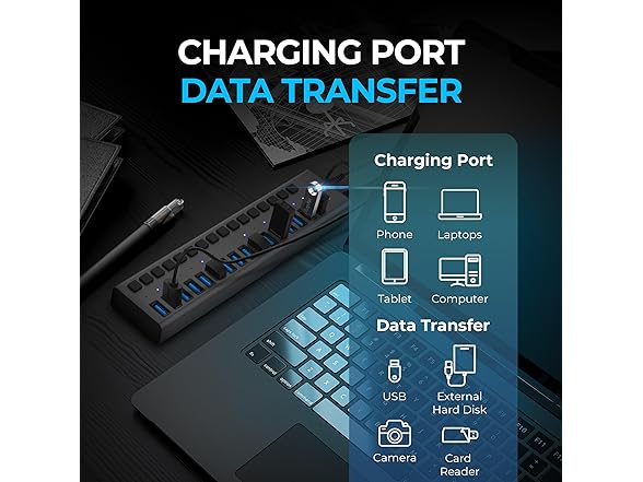 SABRENT 16-Port USB 3.0 Hub 90W Charger
