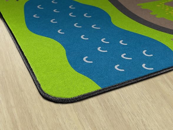Flagship Carpets Dino Map Classroom Educational Area Rug 6' x 8'4" - Green