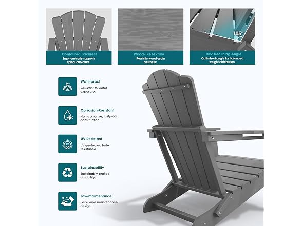 THOEOE Folding Adirondack Fire Chair