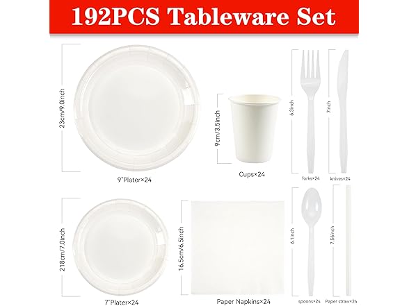 NASUN Paper Disposable Dinnerware Set