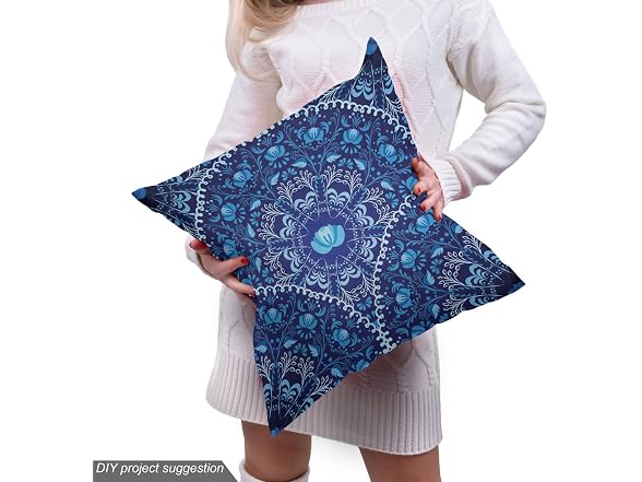 Ambesonne Blue Fabric by The Yard, Circular and Floral