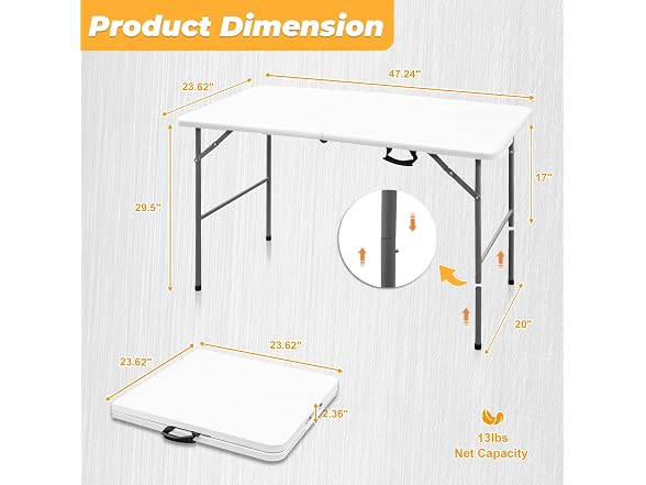 4ft Portable Folding Table