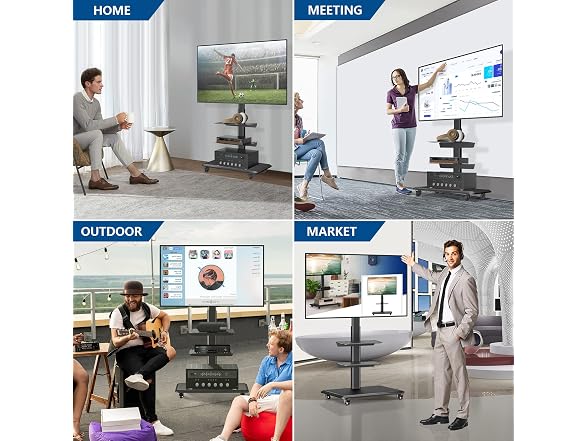 Rfiver Mobile TV Cart Rolling TV Stand