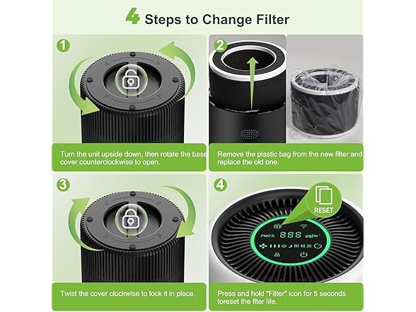 1200 Ft Black Air Purifier