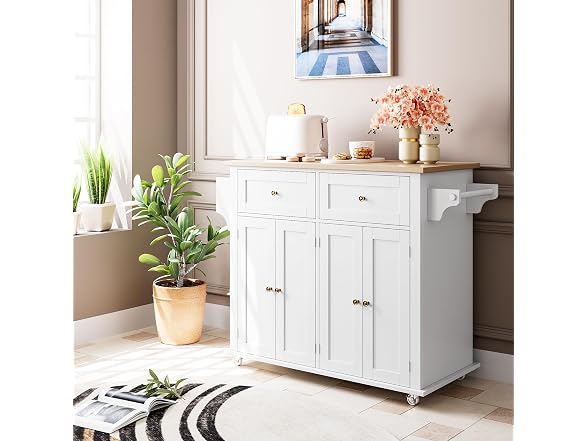 Kitchen Island Cart w/ Drawer, White