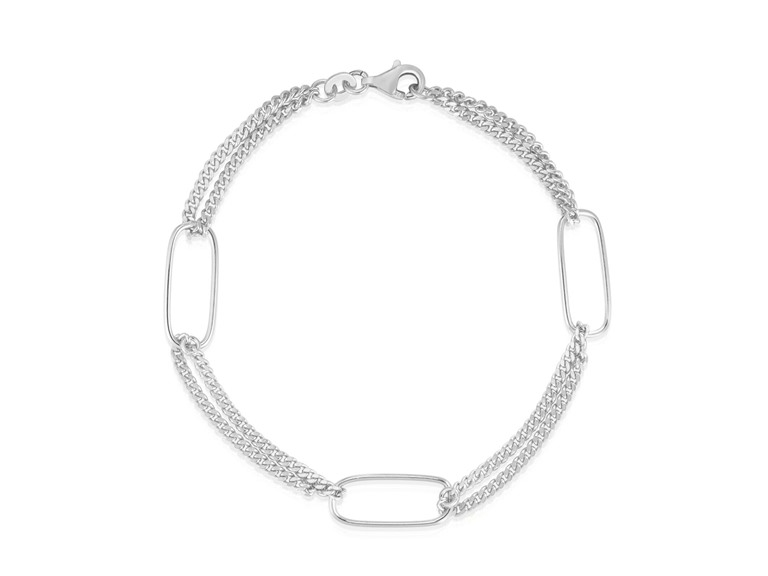 925 Sterling Silver 7 Inch Paperclip Chain Bracelet Made In Italy