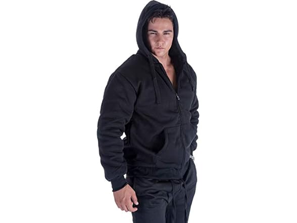 LeeHanTon Sherpa Lined Hoodie Mens Zip U